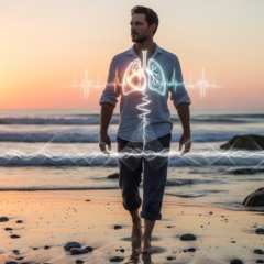 coherence cardiaque homme sur plage